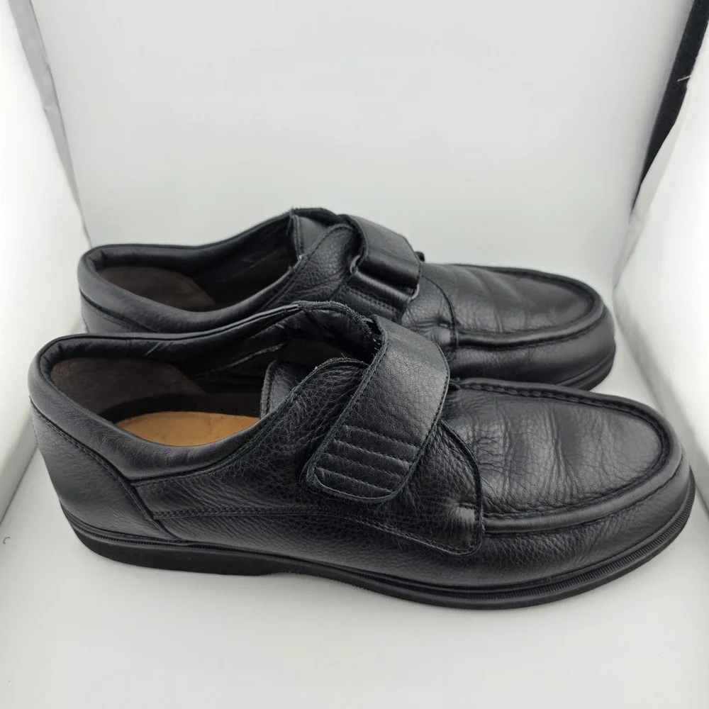 Rockport Walking Shoes Leather Hook Loop Strap Mens 13 Black Support  89-00H
